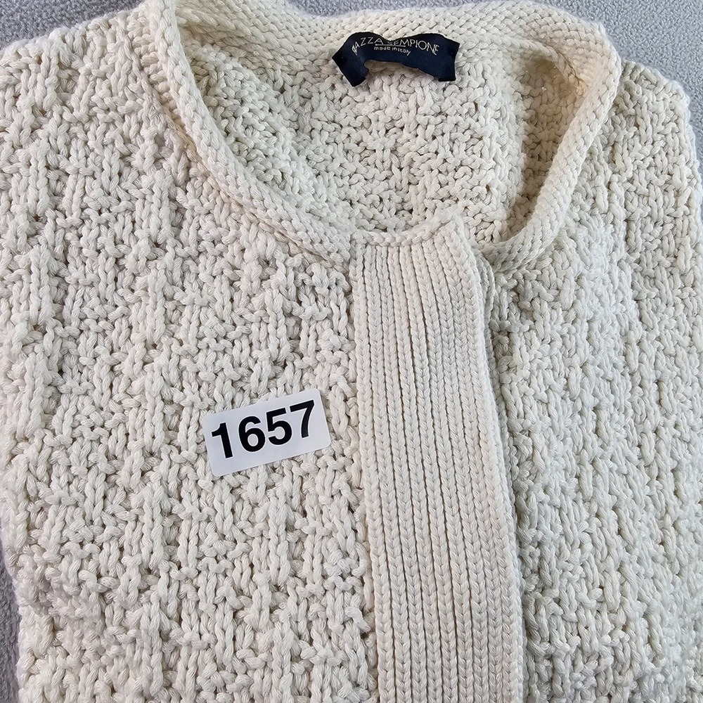 Piazza‎ Sempione Textured Knit Cardigan Sweaters Women's Cream Button Front - Picture 13 of 13